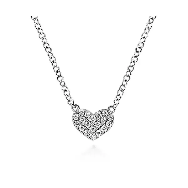 14K White Gold Pave Diamond Pendant Heart Necklace Confer’s Jewelers Bellefonte, PA
