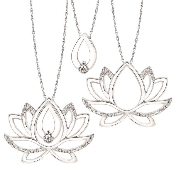10K White Gold Diamond Lotus Flower Enhancable Pendant Necklace Confer’s Jewelers Bellefonte, PA