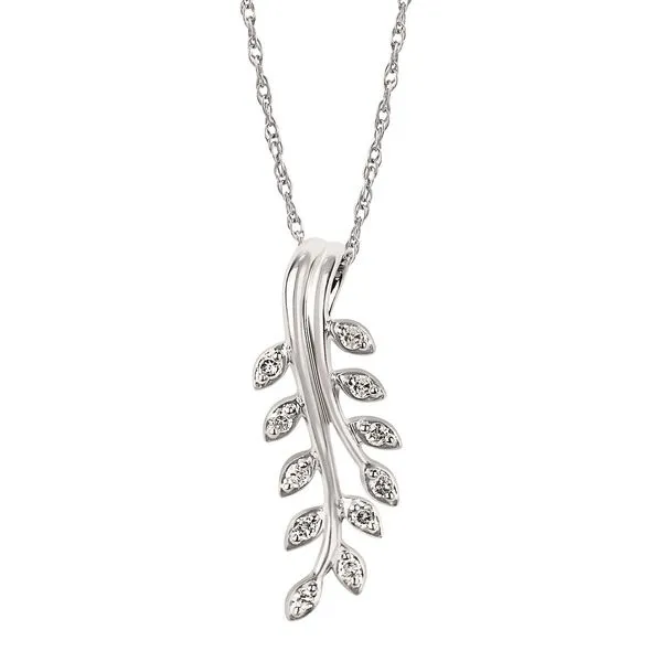 14K White Gold Diamond Leaf Pendant Confer’s Jewelers Bellefonte, PA