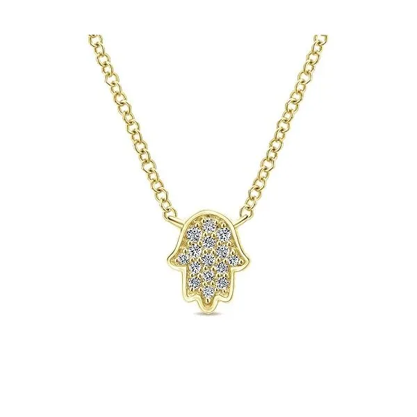 14K Yellow Gold Pave Diamond Hamsa Pendant Necklace Confer’s Jewelers Bellefonte, PA