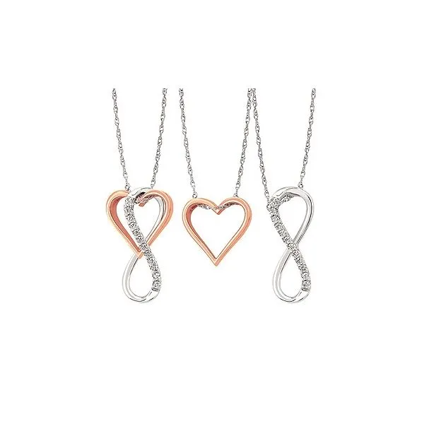 10K Two Tone Diamond Infinity Pendant with Heart Enhancer Confer’s Jewelers Bellefonte, PA