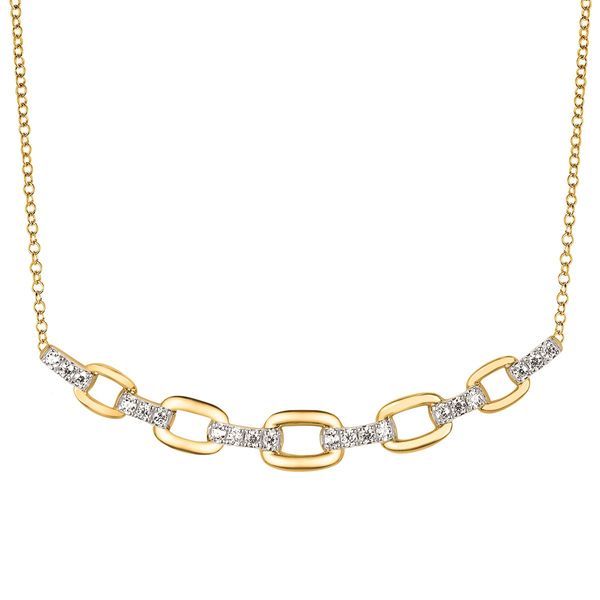 14K Yellow Gold Diamond Chain Link Curved Bar Necklace Confer’s Jewelers Bellefonte, PA