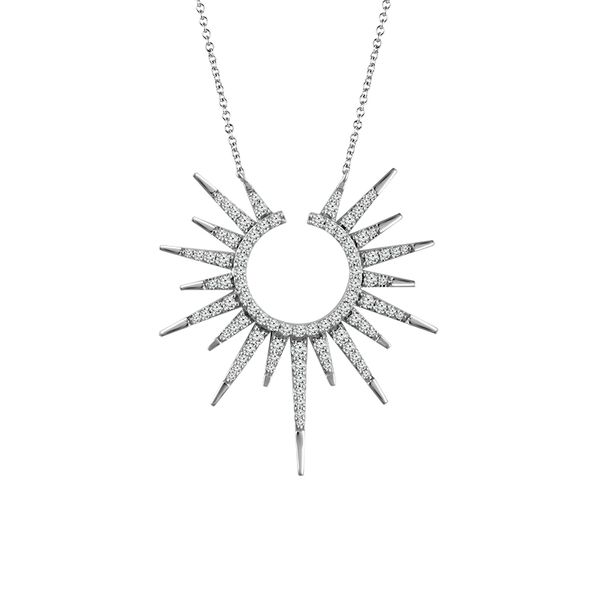 14K White Gold Sunburst Style Diamond Pendant Confer’s Jewelers Bellefonte, PA