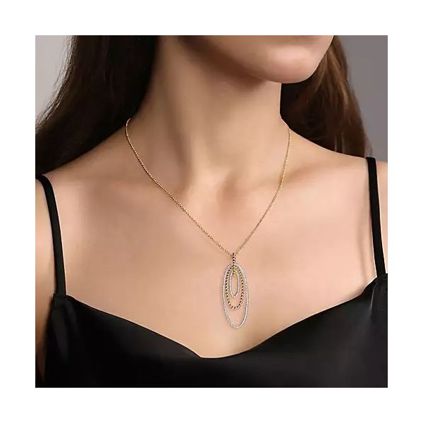 14K White-Yellow Gold Multi Oval Bujukan Diamond Pendant Necklace Image 2 Confer’s Jewelers Bellefonte, PA