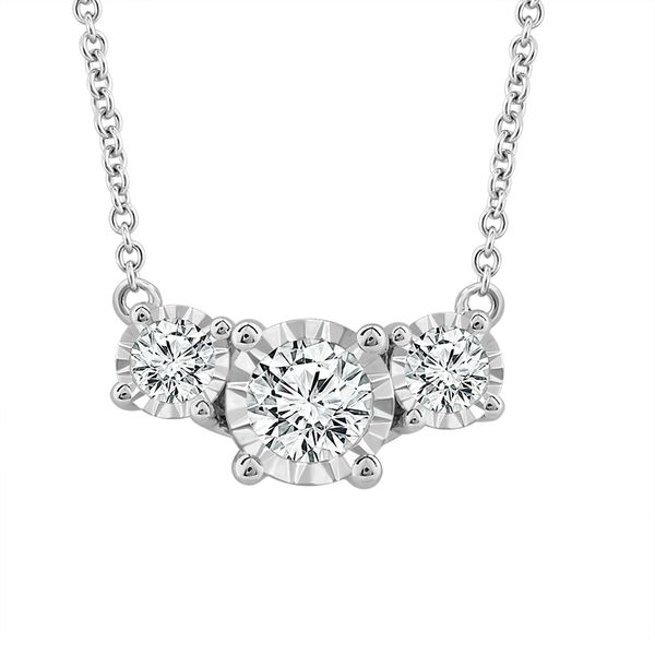 14 Karat White Gold 3 Diamond Illusion Set Pendant Confer’s Jewelers Bellefonte, PA