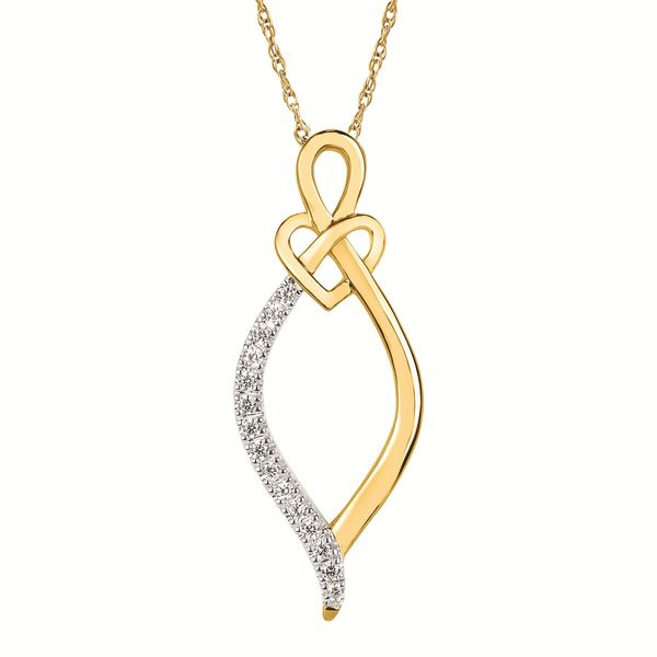 14 Karat Two Tone Diamond Heart Knot Pendant Confer’s Jewelers Bellefonte, PA
