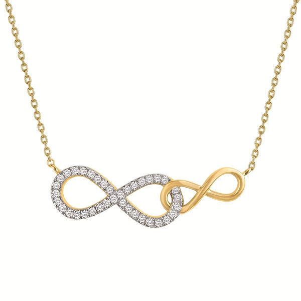 14 Karat Yellow And White Gold Diamond Interlocking Infinity Necklace Confer’s Jewelers Bellefonte, PA