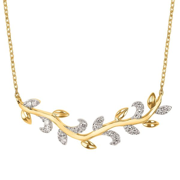 14K Yellow Gold Curved Diamond Vine Necklace Confer’s Jewelers Bellefonte, PA