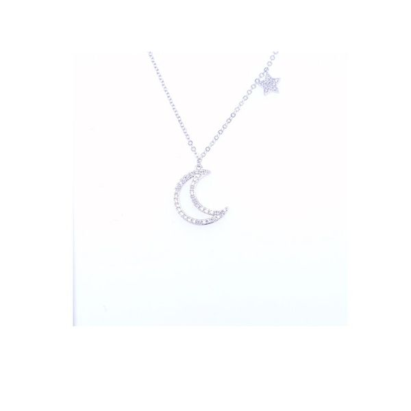 Diamond Moon and Star 14K White Gold Necklace Confer’s Jewelers Bellefonte, PA