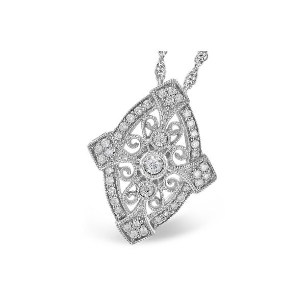 14k White Gold Vintage Inspired Diamond Pendant Confer’s Jewelers Bellefonte, PA