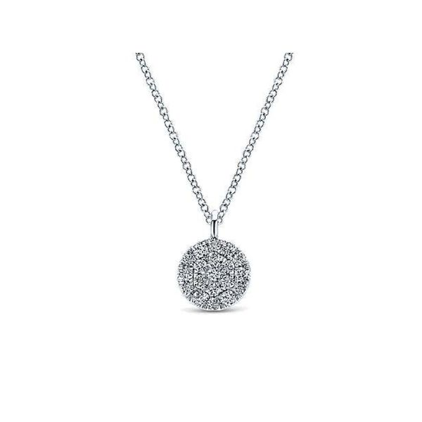 14K White Gold Round Pave Diamond Disc Pendant Necklace Confer’s Jewelers Bellefonte, PA