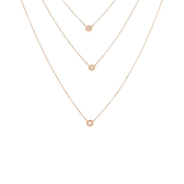 14K Rose Gold Diamond Triple Layer Bezel Set Necklace Confer’s Jewelers Bellefonte, PA