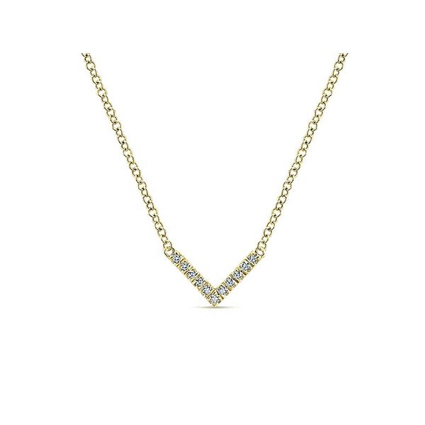 14K Yellow Gold V Shaped Diamond Bar Necklace Confer’s Jewelers Bellefonte, PA