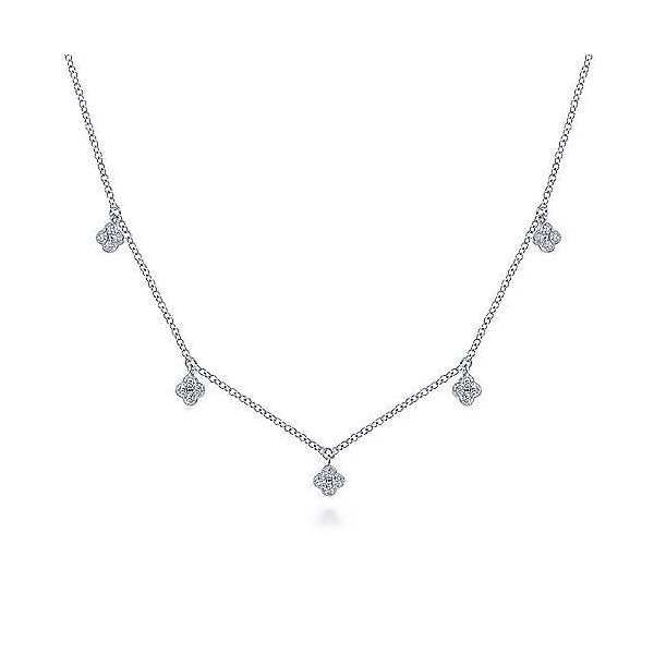 14K White Gold Diamond Pave Clover Drop Necklace Confer’s Jewelers Bellefonte, PA