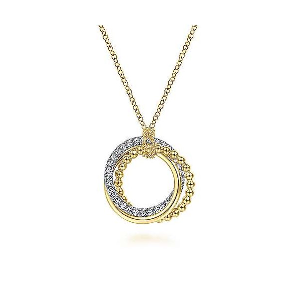 14K Yellow-White Gold Interlocking Circles Pendant Necklace with Diamond Pavé Confer’s Jewelers Bellefonte, PA
