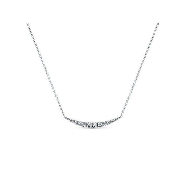 14K White Gold Curved Diamond Bar Necklace Confer’s Jewelers Bellefonte, PA