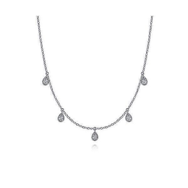 14K White Gold Teardrop Bezel Set Diamond Drop Necklace Confer’s Jewelers Bellefonte, PA