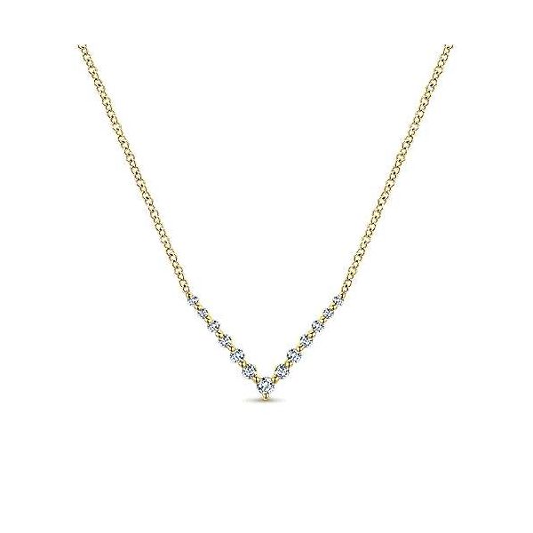14K Yellow Gold V Shaped Diamond Bar Necklace Confer’s Jewelers Bellefonte, PA