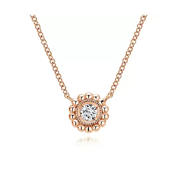 14K White Gold Beaded Round Bezel Set Diamond Pendant Necklace Confer’s Jewelers Bellefonte, PA