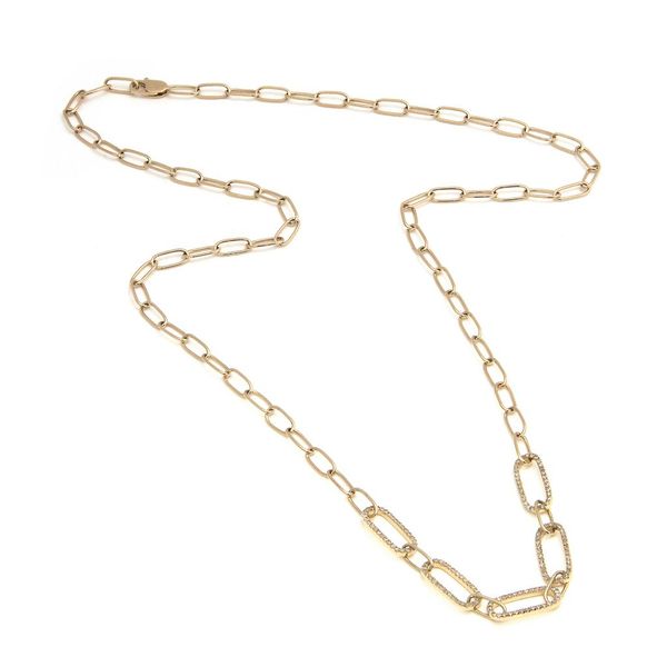 14K Yellow Gold Paperclip Necklace With Diamonds Confer’s Jewelers Bellefonte, PA