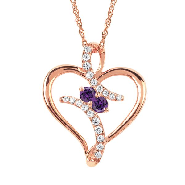 14K Rose Gold 2 Of Us Purple Diamond Heart Pendant Confer’s Jewelers Bellefonte, PA