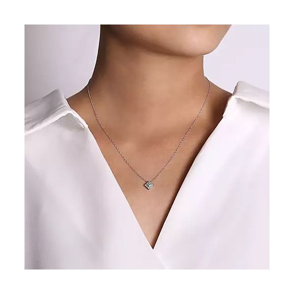 14K White Gold Diamond Square Pendant Necklace Image 2 Confer’s Jewelers Bellefonte, PA