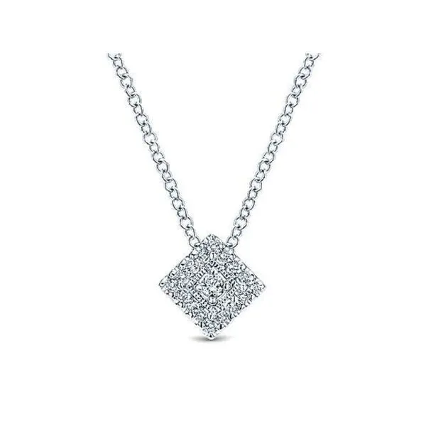 14K White Gold Diamond Square Pendant Necklace Confer’s Jewelers Bellefonte, PA