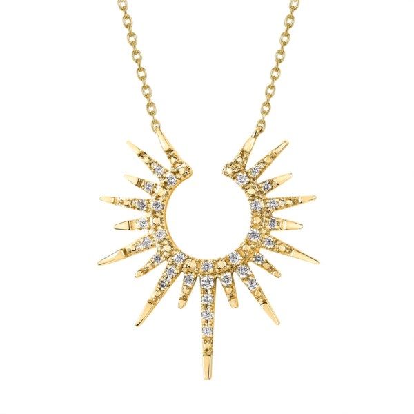14 Karat Yellow Gold .13Ctw Diamond Sunburst Necklace Confer’s Jewelers Bellefonte, PA