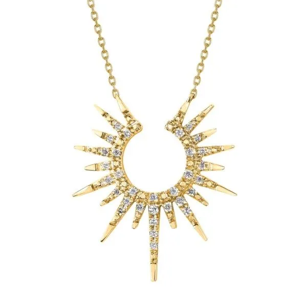 14 Karat Yellow Gold .13Ctw Diamond Sunburst Necklace Confer’s Jewelers Bellefonte, PA