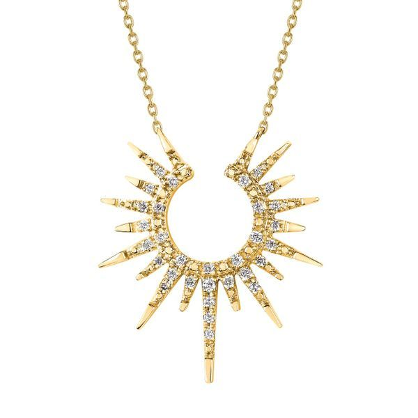 10 Karat Yellow Gold Small Diamond Sunburst Necklace Confer’s Jewelers Bellefonte, PA