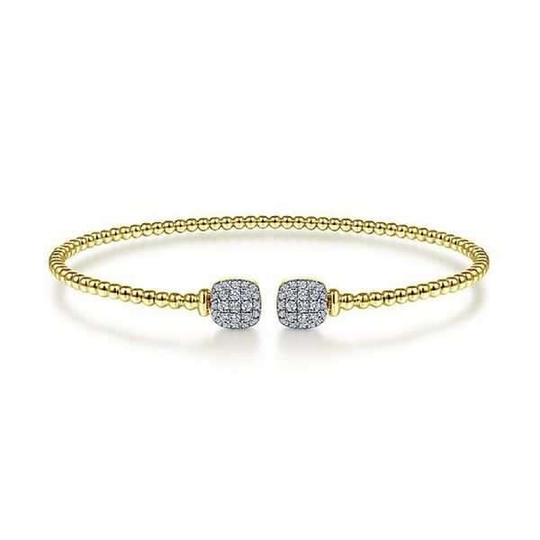 14K Yellow Gold Bujukan Split Cuff Bracelet with Pavé Diamond Squares Confer’s Jewelers Bellefonte, PA