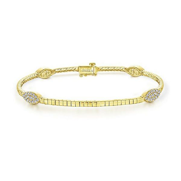 14K Yellow Gold Tennis Bracelet with Marquise Cluster Diamond Stations Confer’s Jewelers Bellefonte, PA