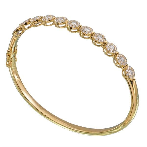 18K Yellow Gold Diamond Cluster Bangle Bracelet Confer’s Jewelers Bellefonte, PA