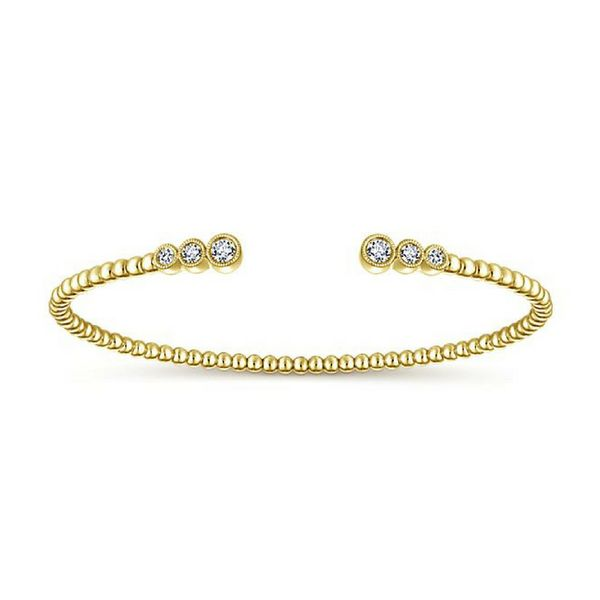 14K Yellow Gold Bujukan Bead Split Cuff Bracelet with Bezel Set Diamonds Confer’s Jewelers Bellefonte, PA