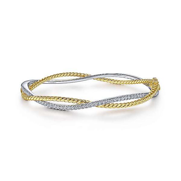 14K Yellow-White Twisted Rope and Diamond Bangle Bracelet Confer’s Jewelers Bellefonte, PA