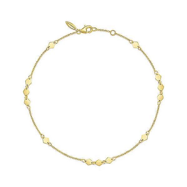 14K Yellow Gold Chain Ankle Bracelet with Diamond Shaped Stations Confer’s Jewelers Bellefonte, PA