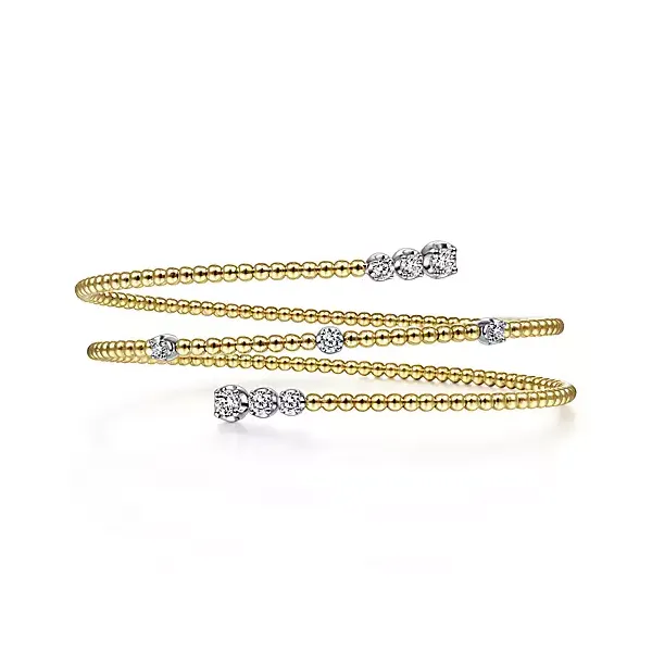 14K Yellow Gold Bujukan Bead Wrap Bracelet with White Gold Diamond Stations Confer’s Jewelers Bellefonte, PA