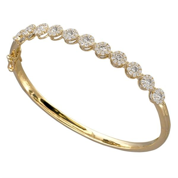18K Yellow Gold Diamond Cluster Bangle Bracelet Confer’s Jewelers Bellefonte, PA