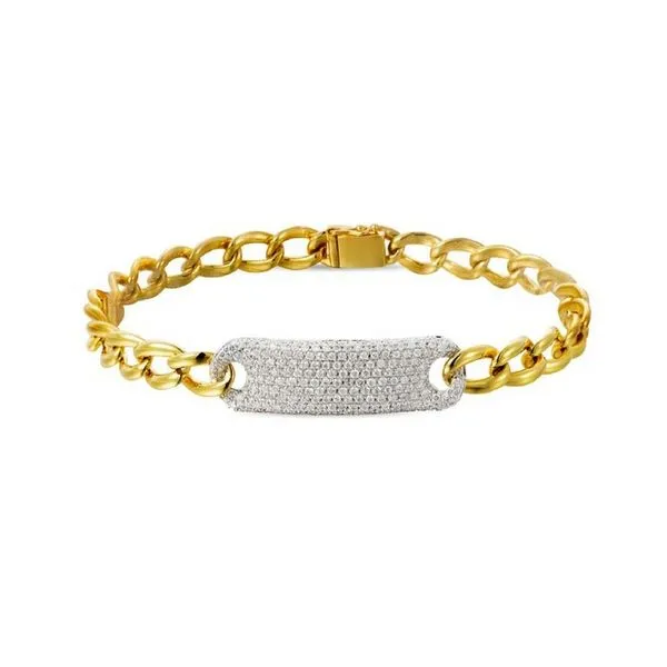 14 Karat Yellow Link Bracelet With White Gold Pave Set Diamond Center Confer’s Jewelers Bellefonte, PA