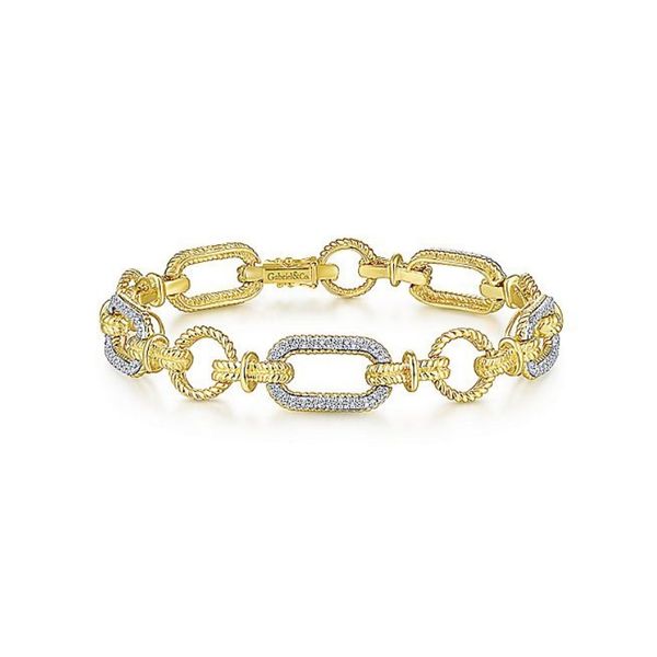 14K Yellow and White Gold Diamond Bracelet with Alternating Links Confer's Jewelers Bellefonte, PA
