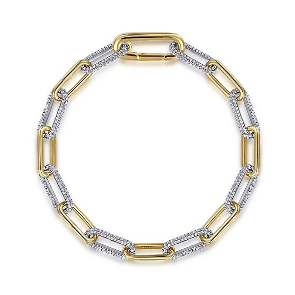 7 5 inch 14K White-Yellow Gold Diamond Link Chain Bracelet Confer’s Jewelers Bellefonte, PA