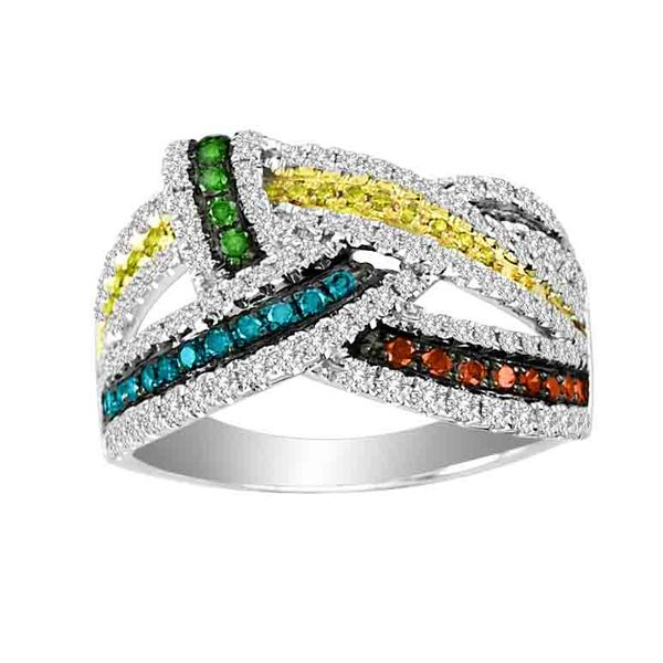 14K White Gold 1.06ctw Multi-Colored Diamond Ring Confer’s Jewelers Bellefonte, PA