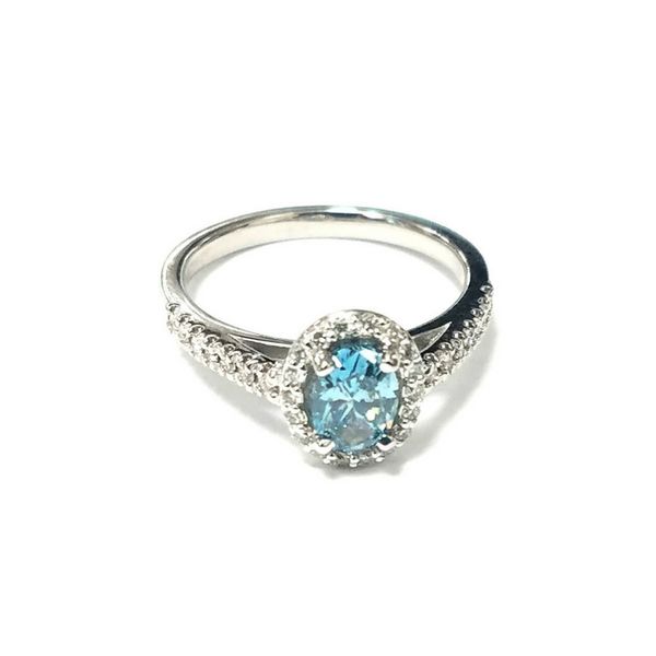 14K Gold Blue & White Diamond Halo Ring Confer’s Jewelers Bellefonte, PA