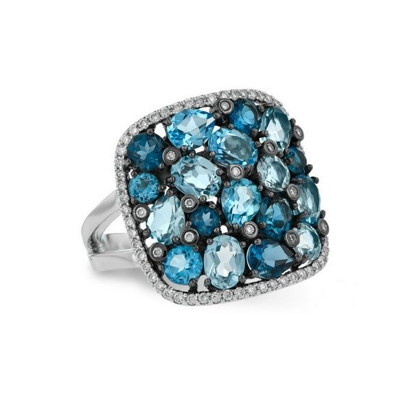 14K White Gold Blue Topaz & Diamond Ring Confer’s Jewelers Bellefonte, PA