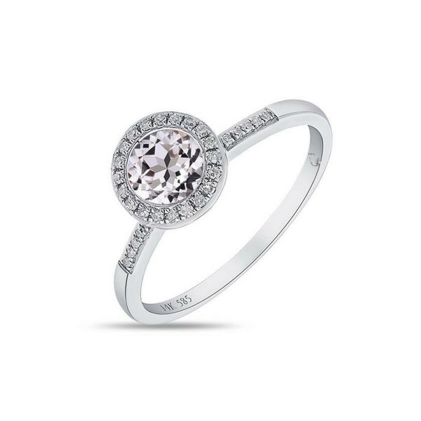 14K Gold WhiteTopaz & Diamond Halo Ring Confer’s Jewelers Bellefonte, PA