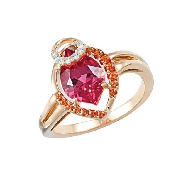 14K Gold Lab Grown Padparadscha Sapphire & Diamond Ring Confer’s Jewelers Bellefonte, PA