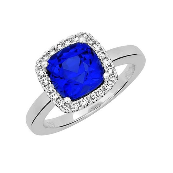 14K Gold Lab Grown Blue Sapphire & Diamond Ring Confer’s Jewelers Bellefonte, PA