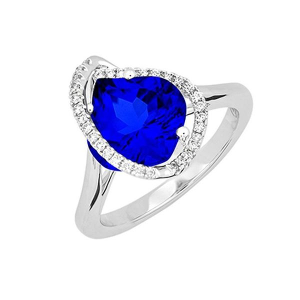 14K Lab Grown Blue Sapphire & Diamond Ring Confer’s Jewelers Bellefonte, PA