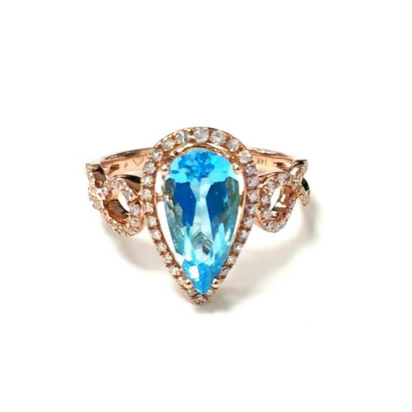 14K Rose Gold Blue Topaz & Diamond Ring Confer’s Jewelers Bellefonte, PA