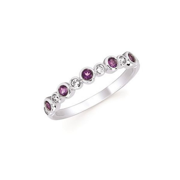 14k White Gold Bubble Style Birthstone Ring - February Confer’s Jewelers Bellefonte, PA
